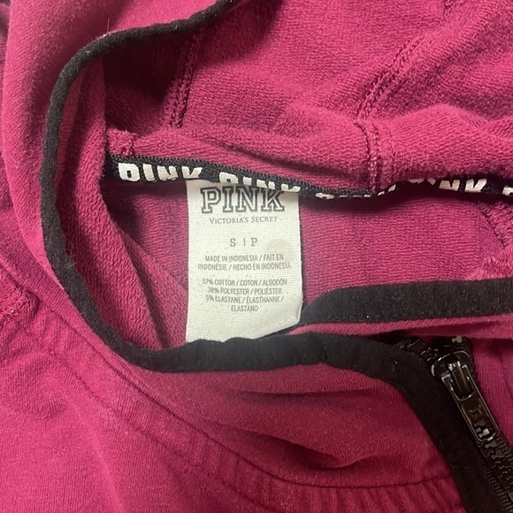 Victoria’s Secret PINK Burgundy Asymmetrical Full Zip Jacket Hoodie Small - Picture 6 of 7